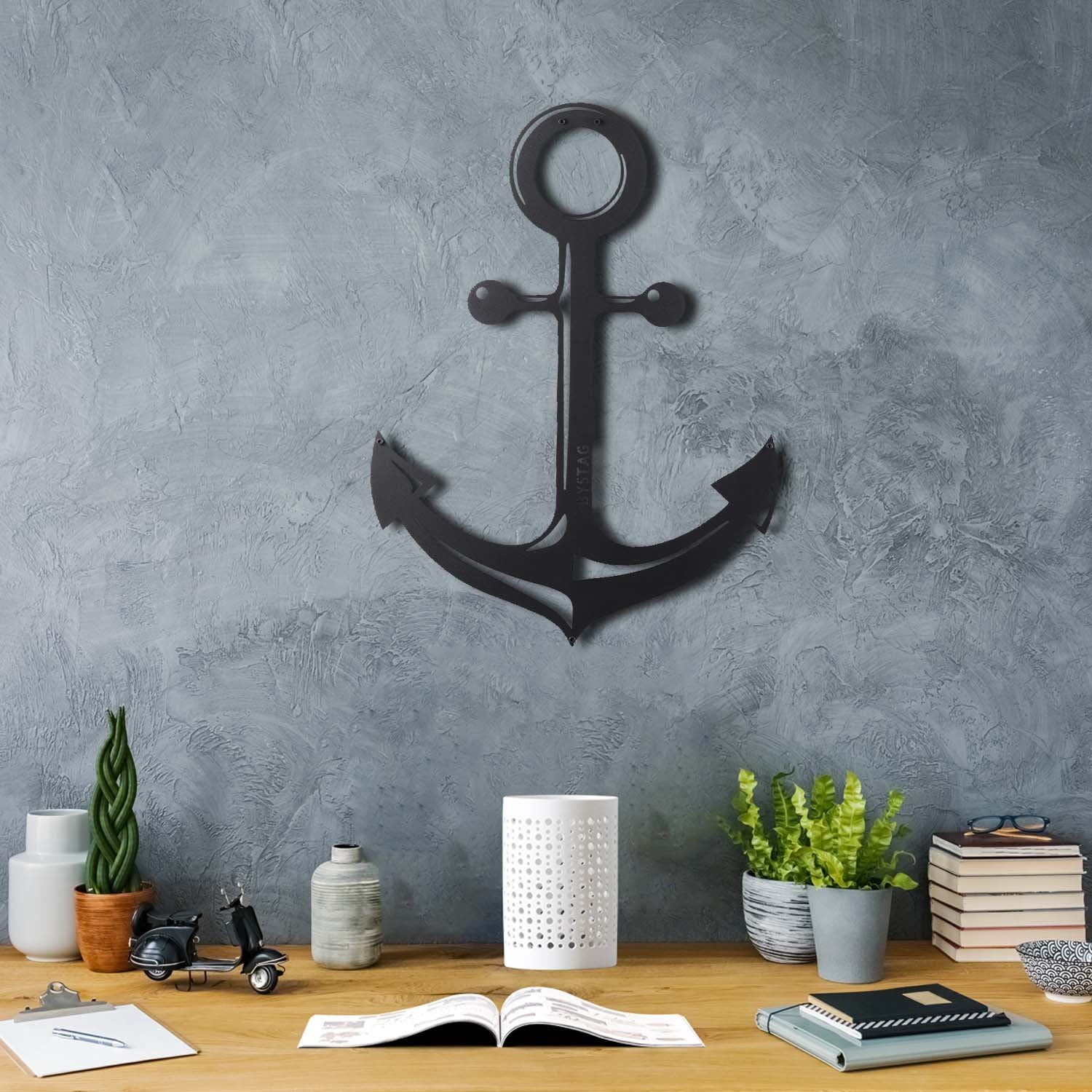 Bystag metal dekoratif duvar aksesuarı çapa- Bystag metal wall art-wall art-wall decor-metal wall decor-anchor
