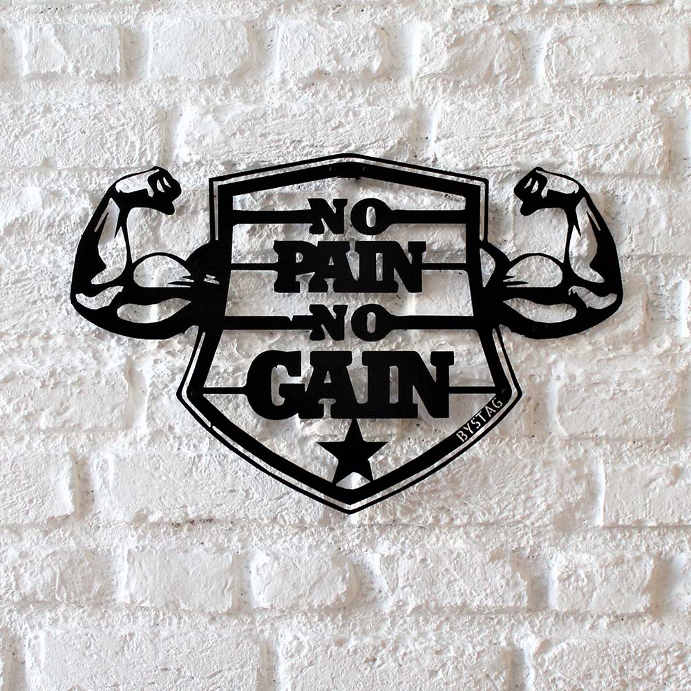Bystag metal dekoratif duvar aksesuarı no pain no gain- Bystag metal wall art-wall art-wall decor-metal wall decor-no pain no gain