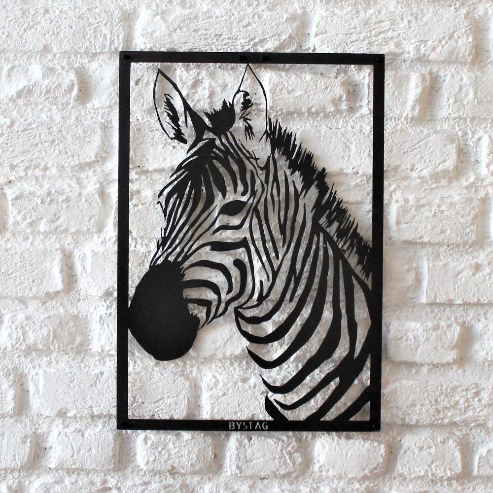 Bystag metal dekoratif duvar aksesuarı zebra- Bystag metal wall art-wall art-wall decor-metal wall decor-zebra