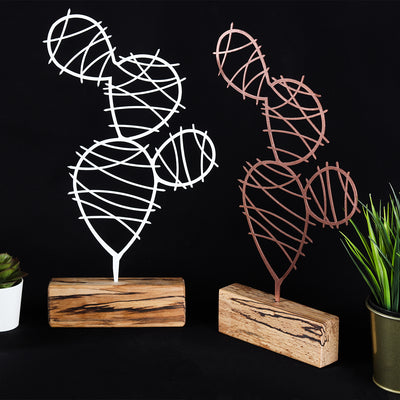 Bystag metal ahşap dekoratif masa süs dekoru-raf dekoru-hediyelik aksesuar-biblo-raf için süs-kaktüs- Bystag metal wood decorative desk ornament-ornamental decor- wood metal decor-cactus