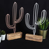 Bystag metal ahşap dekoratif masa süs dekoru-raf dekoru-hediyelik aksesuar-biblo-raf için süs-kaktüs- Bystag metal wood decorative desk ornament-ornamental decor- wood metal decor-cactus