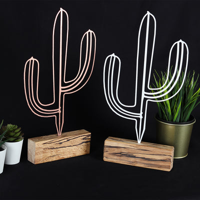 Bystag metal ahşap dekoratif masa süs dekoru-raf dekoru-hediyelik aksesuar-biblo-raf için süs-kaktüs- Bystag metal wood decorative desk ornament-ornamental decor- wood metal decor-cactus