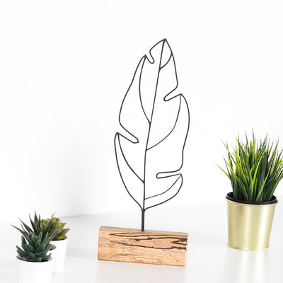 Bystag metal ahşap dekoratif masa süs dekoru-raf dekoru-hediyelik aksesuar-biblo-raf için süs-tüy- Bystag metal wood decorative desk ornament-ornamental decor- wood metal decor-feather