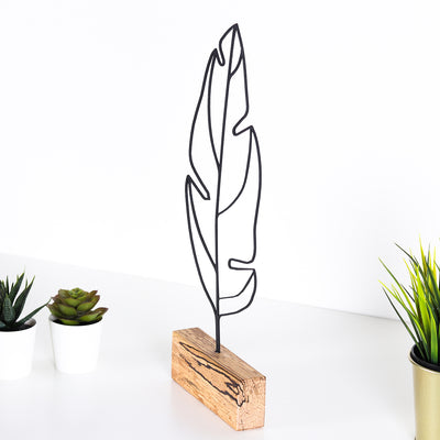 Bystag metal ahşap dekoratif masa süs dekoru-raf dekoru-hediyelik aksesuar-biblo-raf için süs-tüy- Bystag metal wood decorative desk ornament-ornamental decor- wood metal decor-feather