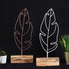 Bystag metal ahşap dekoratif masa süs dekoru-raf dekoru-hediyelik aksesuar-biblo-raf için süs-tüy- Bystag metal wood decorative desk ornament-ornamental decor- wood metal decor-feather