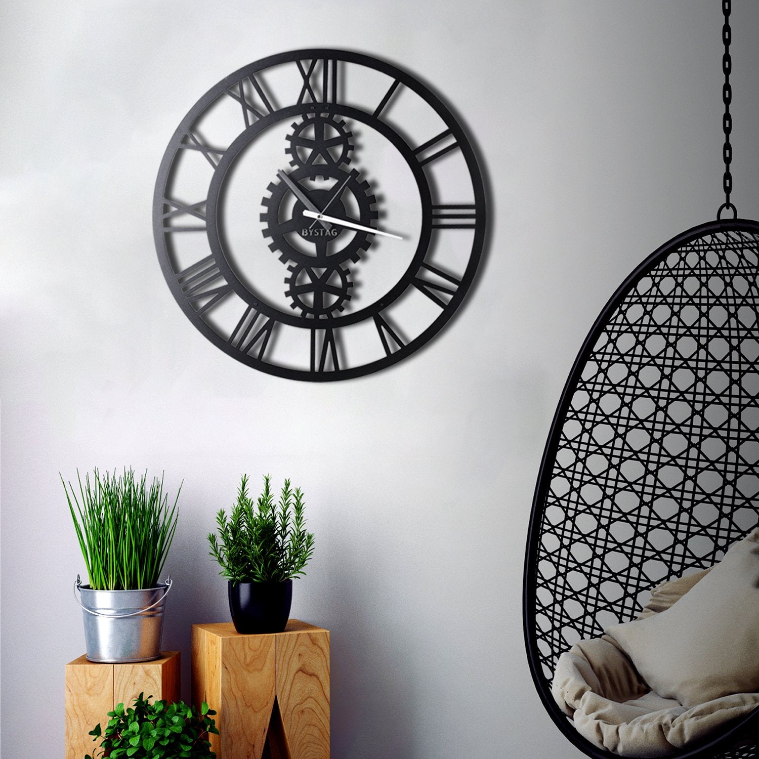 Bystag Metal decorative Wall clock Gear-Bystag Büyük saat - Bystag Metal dekoratif Duvar Saati Dişli- Bystag Big Clock