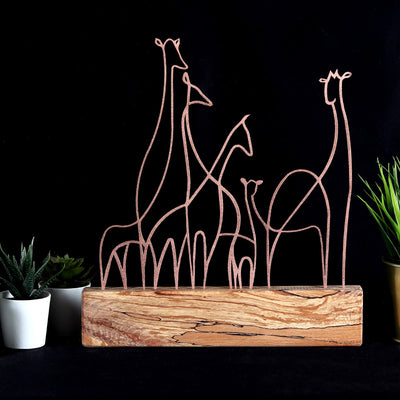 Bystag metal ahşap dekoratif masa süs dekoru-raf dekoru-hediyelik aksesuar-biblo-raf için süs-zürafa- Bystag metal wood decorative desk ornament-ornamental decor- wood metal decor-giraffe