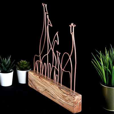 Bystag metal ahşap dekoratif masa süs dekoru-raf dekoru-hediyelik aksesuar-biblo-raf için süs-zürafa- Bystag metal wood decorative desk ornament-ornamental decor- wood metal decor-giraffe