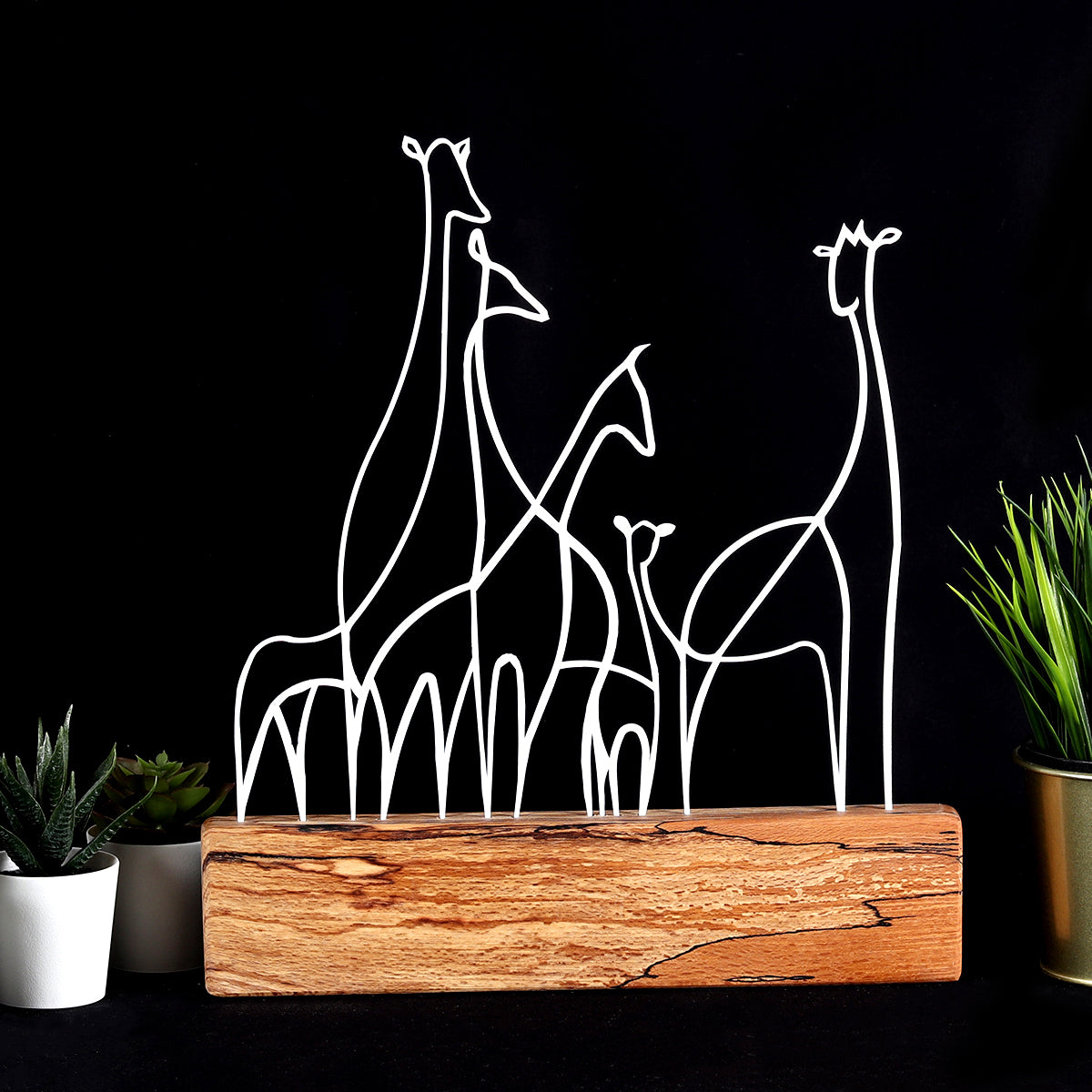 Bystag metal ahşap dekoratif masa süs dekoru-raf dekoru-hediyelik aksesuar-biblo-raf için süs-zürafa- Bystag metal wood decorative desk ornament-ornamental decor- wood metal decor-giraffe