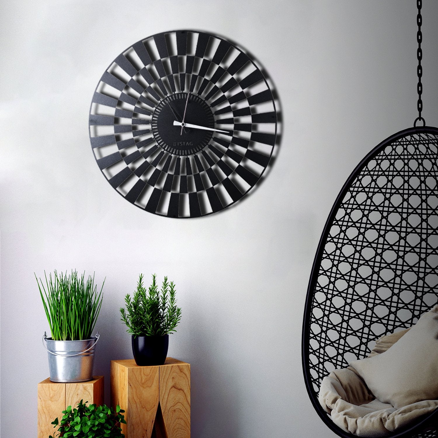 Bystag Metal decorative Wall clock İllusion -Bystag Büyük saat - Bystag Metal dekoratif Duvar Saati İlüzyon- Bystag Big Clock
