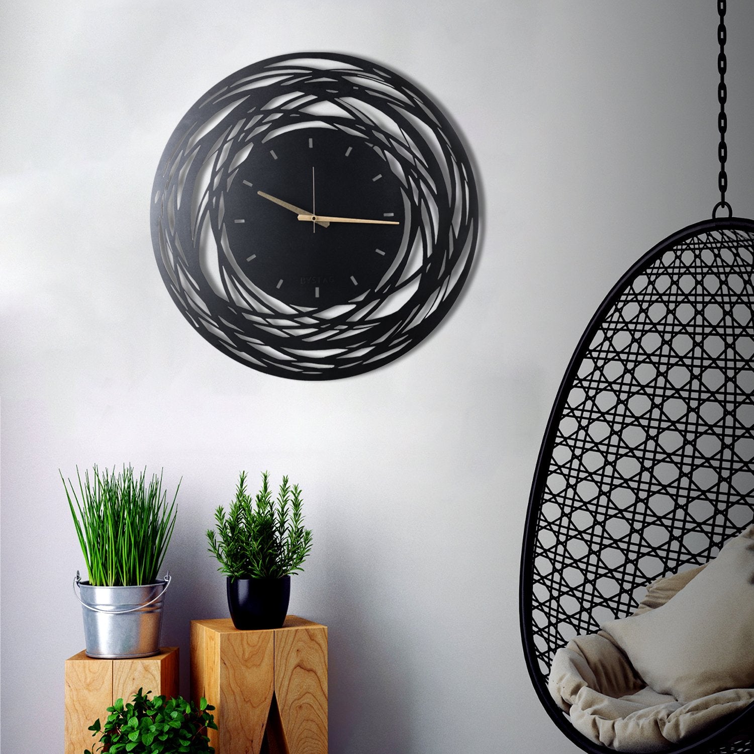 Bystag Metal decorative Wall clock Lines-Bystag Büyük saat - Bystag Metal dekoratif Duvar Saati Çizgiler - Bystag Big Clock