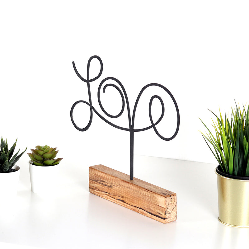 Bystag metal ahşap dekoratif masa süs dekoru-raf dekoru-hediyelik aksesuar-biblo-raf için süs-love- Bystag metal wood decorative desk ornament-ornamental decor- wood metal decor-love