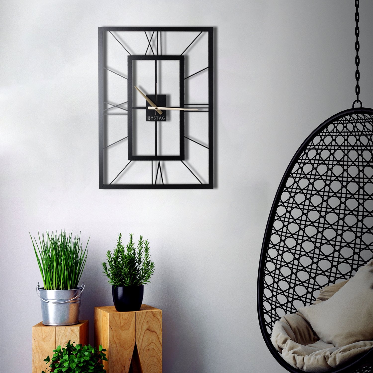 Bystag Metal decorative Wall clock november- bystag rectangle clock-Bystag Büyük saat - Bystag Metal dekoratif Duvar Saati Digdörtgen- Bystag Big Clock