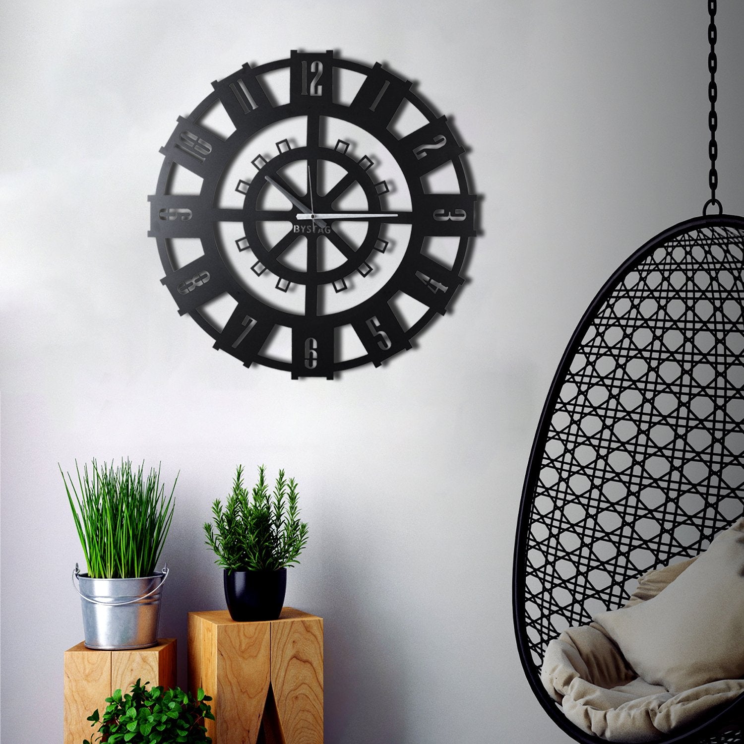 Bystag Metal decorative Wall clock stone-Bystag Büyük saat - Bystag Metal dekoratif Duvar Saati dümen -Bystag Big Clock
