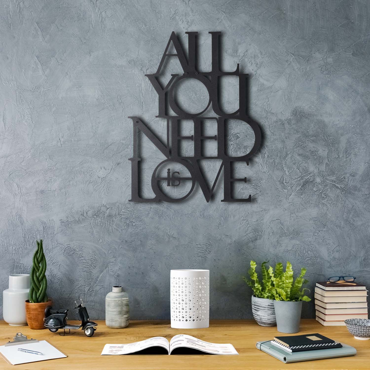Bystag metal dekoratif duvar aksesuarı all you need is love- Bystag metal wall art-wall art-wall decor-metal wall decor-all you need is love