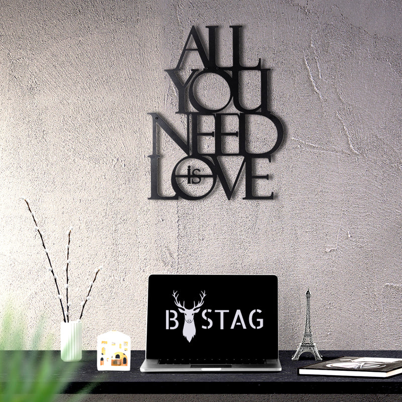 Bystag metal dekoratif duvar aksesuarı all you need is love- Bystag metal wall art-wall art-wall decor-metal wall decor-all you need is love