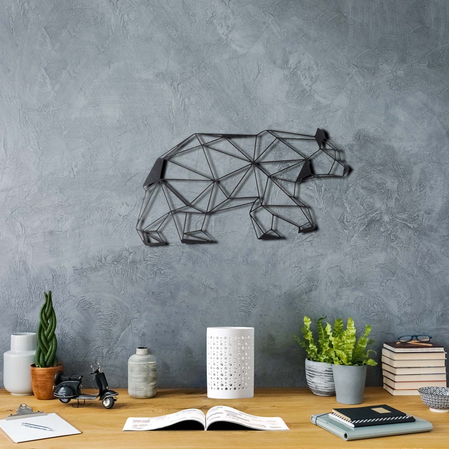 Bystag metal dekoratif duvar aksesuarı ayı- Bystag metal wall art-wall art-wall decor-metal wall decor-bear