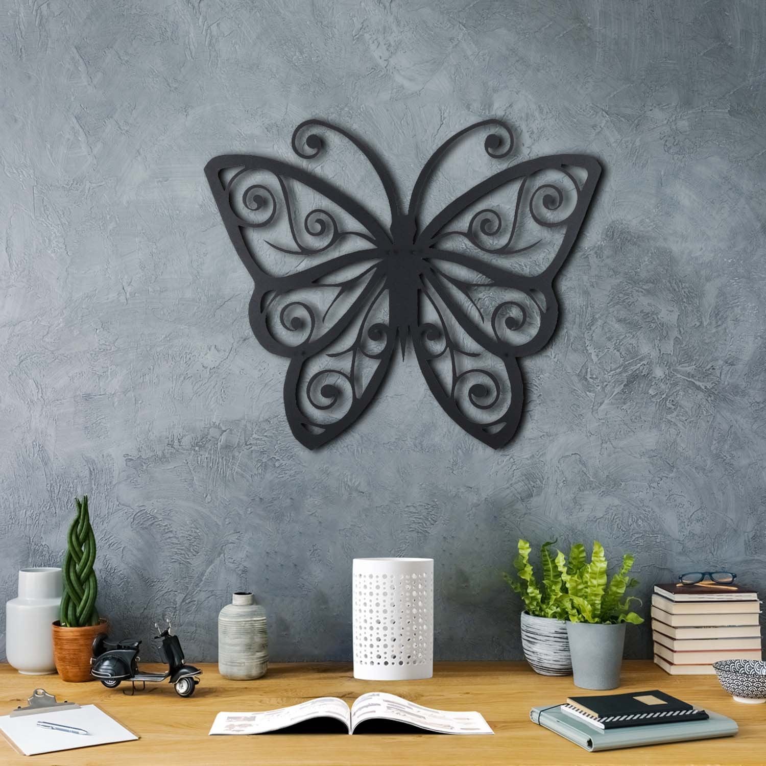 Bystag metal dekoratif duvar aksesuarı kelebek- Bystag metal wall art-wall art-wall decor-metal wall decor-butterfly