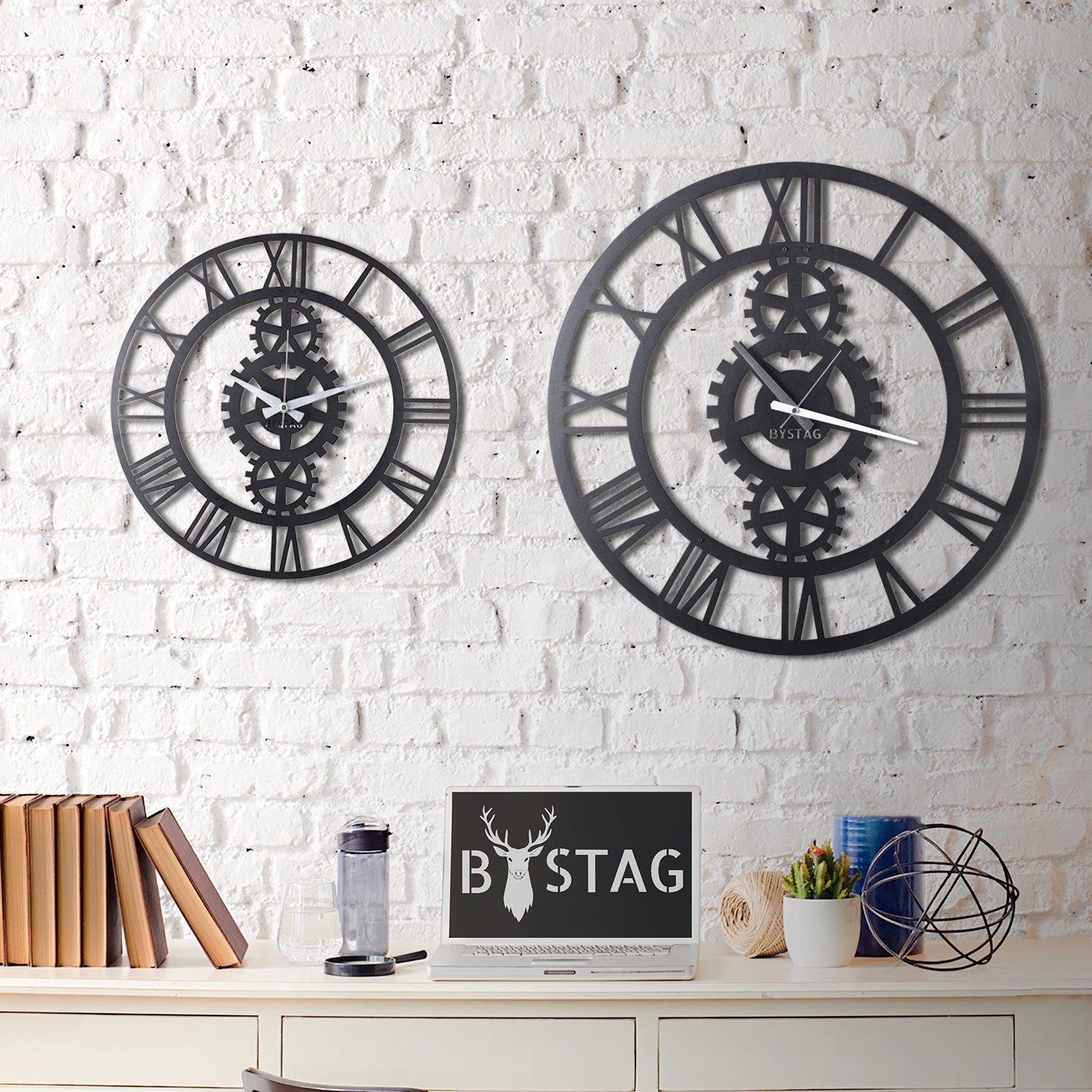 Bystag Metal decorative Wall clock Gear-Bystag Büyük saat - Bystag Metal dekoratif Duvar Saati Dişli- Bystag Big Clock