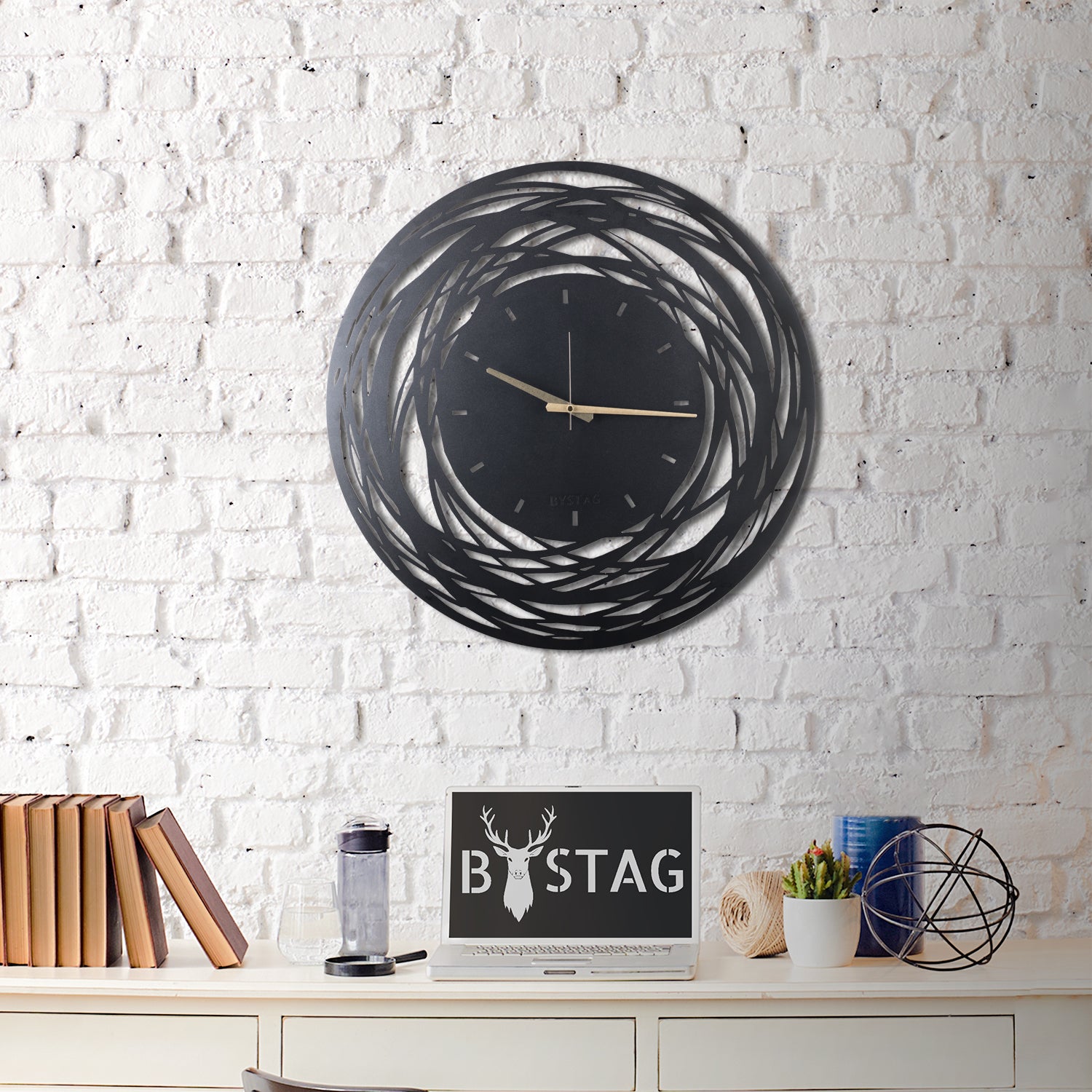 Bystag Metal decorative Wall clock Lines-Bystag Büyük saat - Bystag Metal dekoratif Duvar Saati Çizgiler - Bystag Big Clock