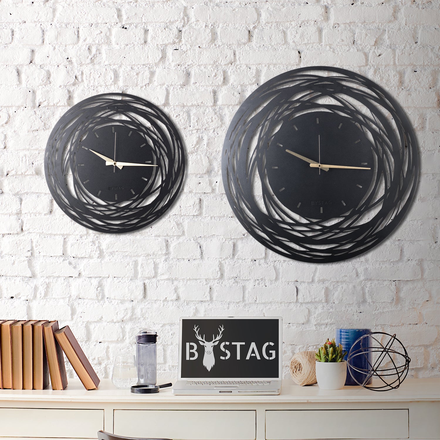 Bystag Metal decorative Wall clock Lines-Bystag Büyük saat - Bystag Metal dekoratif Duvar Saati Çizgiler - Bystag Big Clock