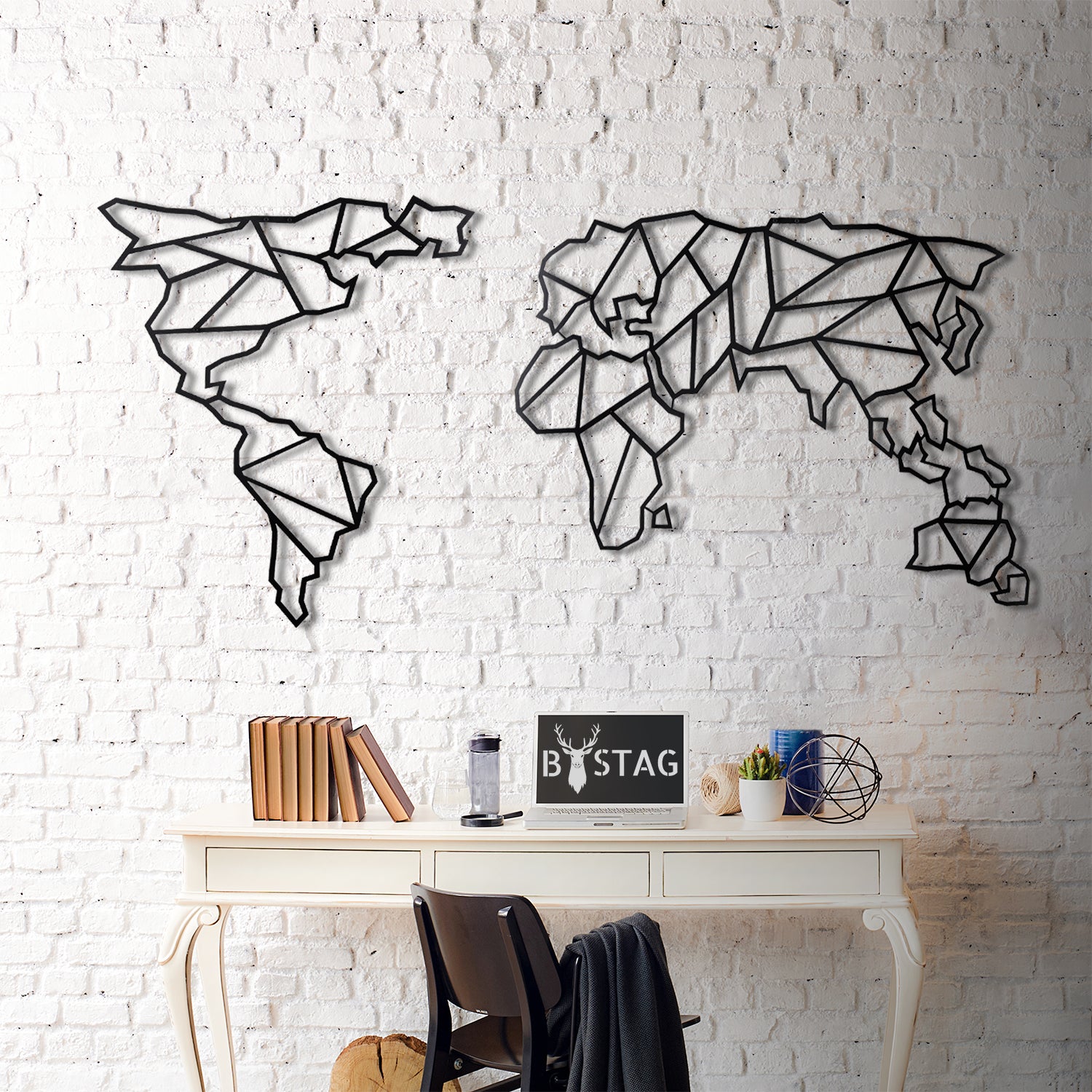 Bystag metal dekoratif duvar aksesuarı dünya haritası- Bystag metal wall art-wall art-wall decor-metal wall decor-world map-metal world map