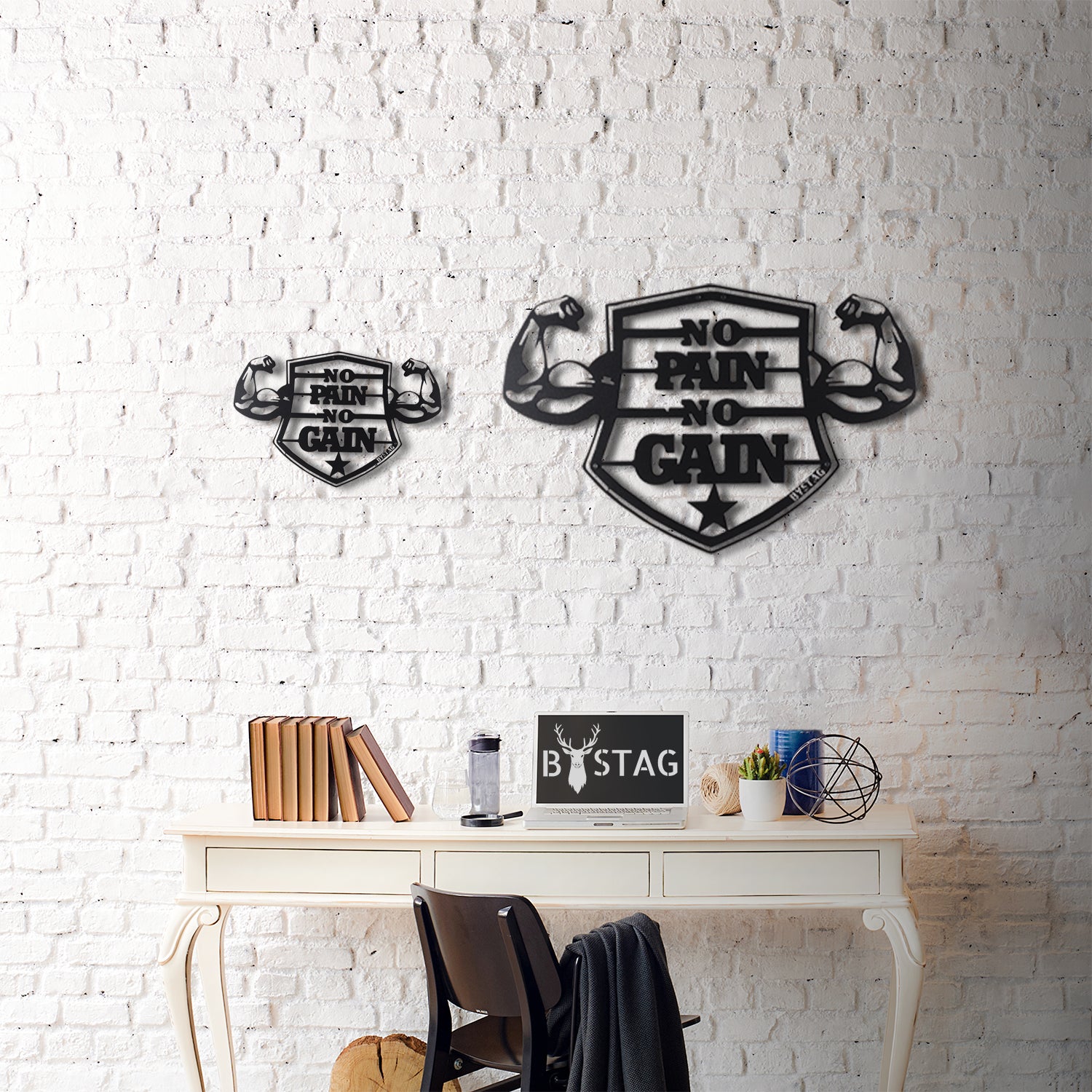 Bystag metal dekoratif duvar aksesuarı no pain no gain- Bystag metal wall art-wall art-wall decor-metal wall decor-no pain no gain