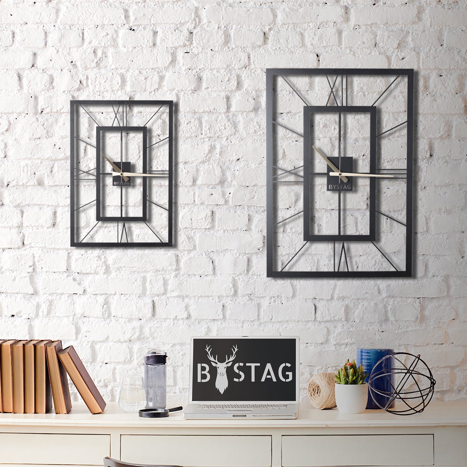 Bystag Metal decorative Wall clock november- bystag rectangle clock-Bystag Büyük saat - Bystag Metal dekoratif Duvar Saati Digdörtgen- Bystag Big Clock