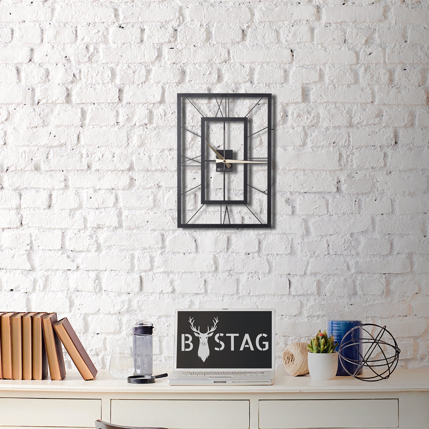 Bystag Metal decorative Wall clock november- bystag rectangle clock-Bystag Büyük saat - Bystag Metal dekoratif Duvar Saati Digdörtgen- Bystag Big Clock