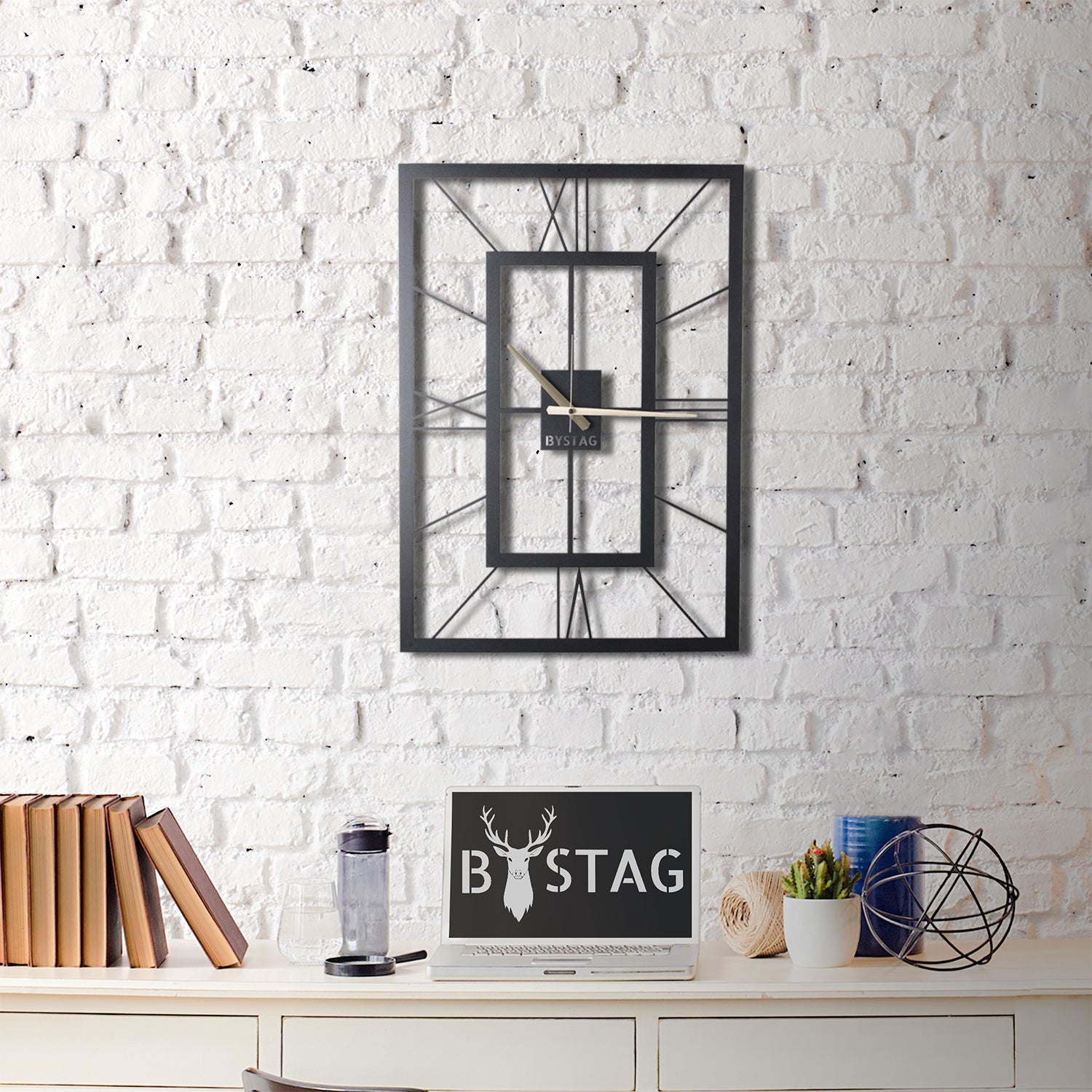 Bystag Metal decorative Wall clock november- bystag rectangle clock-Bystag Büyük saat - Bystag Metal dekoratif Duvar Saati Digdörtgen- Bystag Big Clock