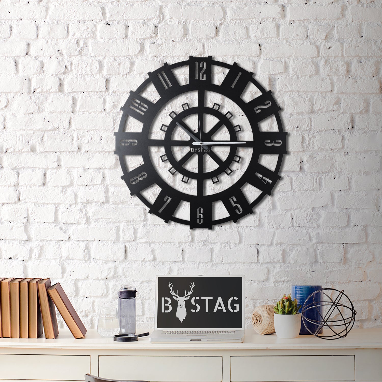 Bystag Metal decorative Wall clock stone-Bystag Büyük saat - Bystag Metal dekoratif Duvar Saati dümen -Bystag Big Clock