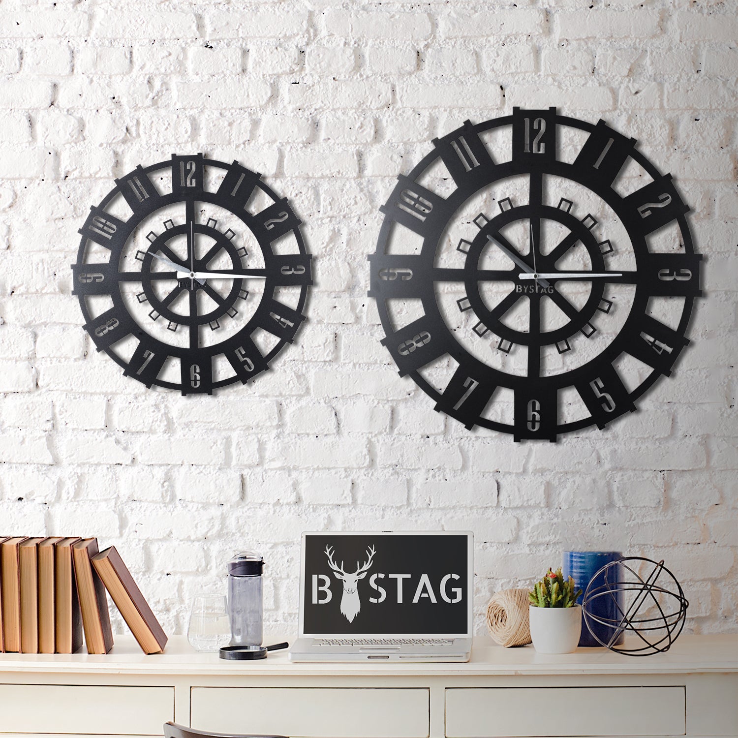 Bystag Metal decorative Wall clock stone-Bystag Büyük saat - Bystag Metal dekoratif Duvar Saati dümen -Bystag Big Clock