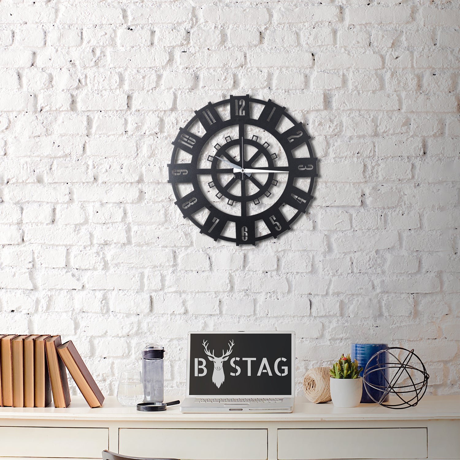Bystag Metal decorative Wall clock stone-Bystag Büyük saat - Bystag Metal dekoratif Duvar Saati dümen -Bystag Big Clock