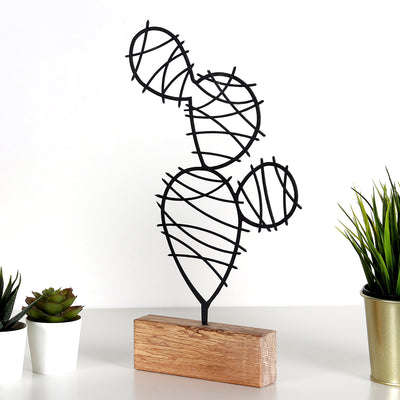 Bystag metal ahşap dekoratif masa süs dekoru-raf dekoru-hediyelik aksesuar-biblo-raf için süs-kaktüs- Bystag metal wood decorative desk ornament-ornamental decor- wood metal decor-cactus
