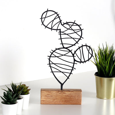 Bystag metal ahşap dekoratif masa süs dekoru-raf dekoru-hediyelik aksesuar-biblo-raf için süs-kaktüs- Bystag metal wood decorative desk ornament-ornamental decor- wood metal decor-cactus