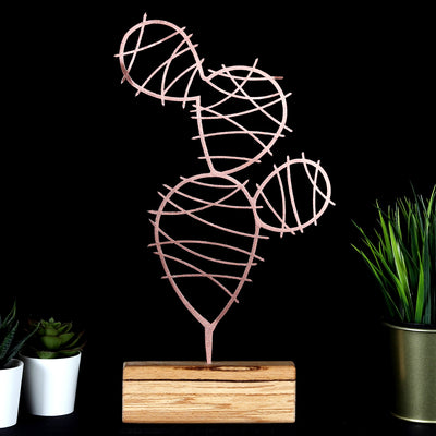 Bystag metal ahşap dekoratif masa süs dekoru-raf dekoru-hediyelik aksesuar-biblo-raf için süs-kaktüs- Bystag metal wood decorative desk ornament-ornamental decor- wood metal decor-cactus