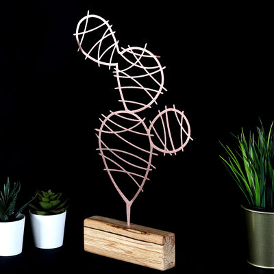 Bystag metal ahşap dekoratif masa süs dekoru-raf dekoru-hediyelik aksesuar-biblo-raf için süs-kaktüs- Bystag metal wood decorative desk ornament-ornamental decor- wood metal decor-cactus