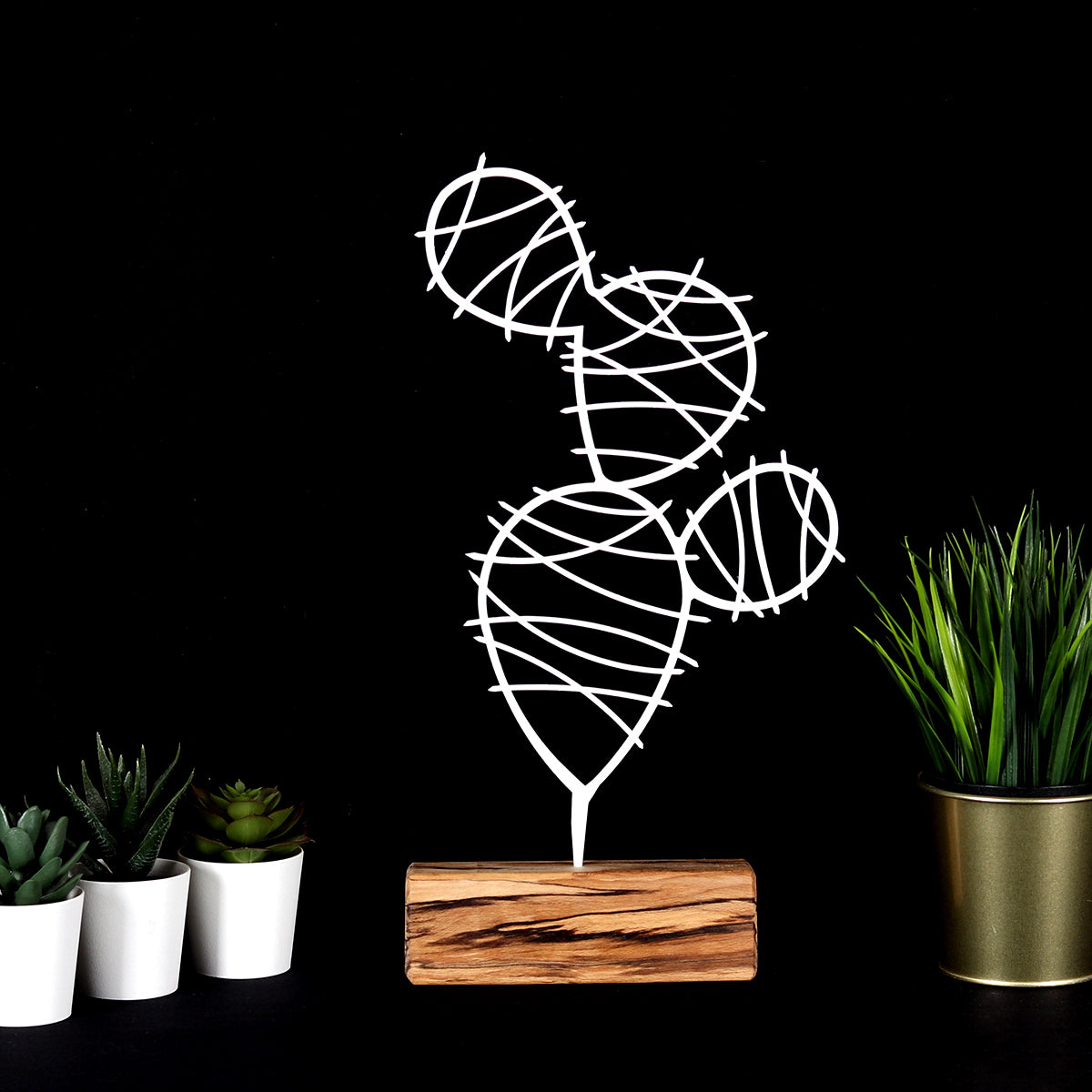 Bystag metal ahşap dekoratif masa süs dekoru-raf dekoru-hediyelik aksesuar-biblo-raf için süs-kaktüs- Bystag metal wood decorative desk ornament-ornamental decor- wood metal decor-cactus