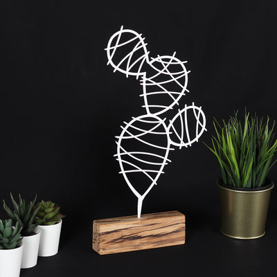 Bystag metal ahşap dekoratif masa süs dekoru-raf dekoru-hediyelik aksesuar-biblo-raf için süs-kaktüs- Bystag metal wood decorative desk ornament-ornamental decor- wood metal decor-cactus