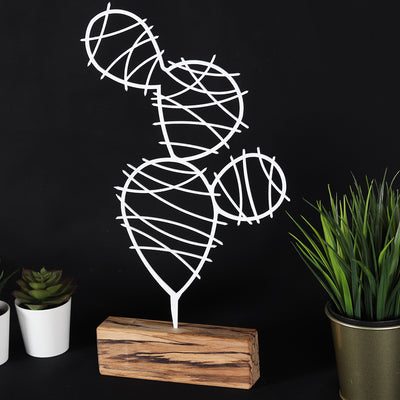 Bystag metal ahşap dekoratif masa süs dekoru-raf dekoru-hediyelik aksesuar-biblo-raf için süs-kaktüs- Bystag metal wood decorative desk ornament-ornamental decor- wood metal decor-cactus