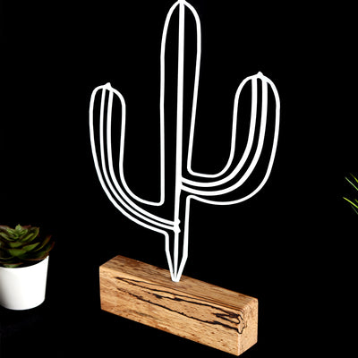 Bystag metal ahşap dekoratif masa süs dekoru-raf dekoru-hediyelik aksesuar-biblo-raf için süs-kaktüs- Bystag metal wood decorative desk ornament-ornamental decor- wood metal decor-cactus