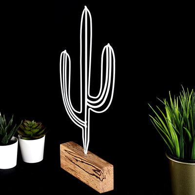 Bystag metal ahşap dekoratif masa süs dekoru-raf dekoru-hediyelik aksesuar-biblo-raf için süs-kaktüs- Bystag metal wood decorative desk ornament-ornamental decor- wood metal decor-cactus