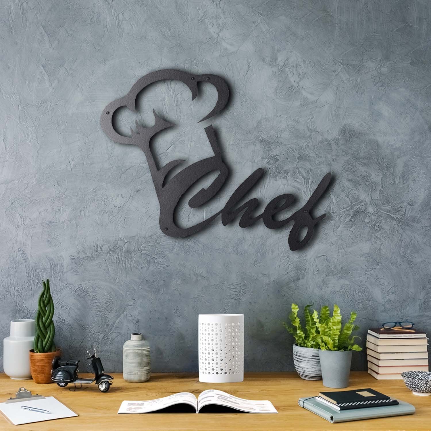 Bystag metal dekoratif duvar aksesuarı chef- Bystag metal wall art-wall art-wall decor-metal wall decor-chef-cook