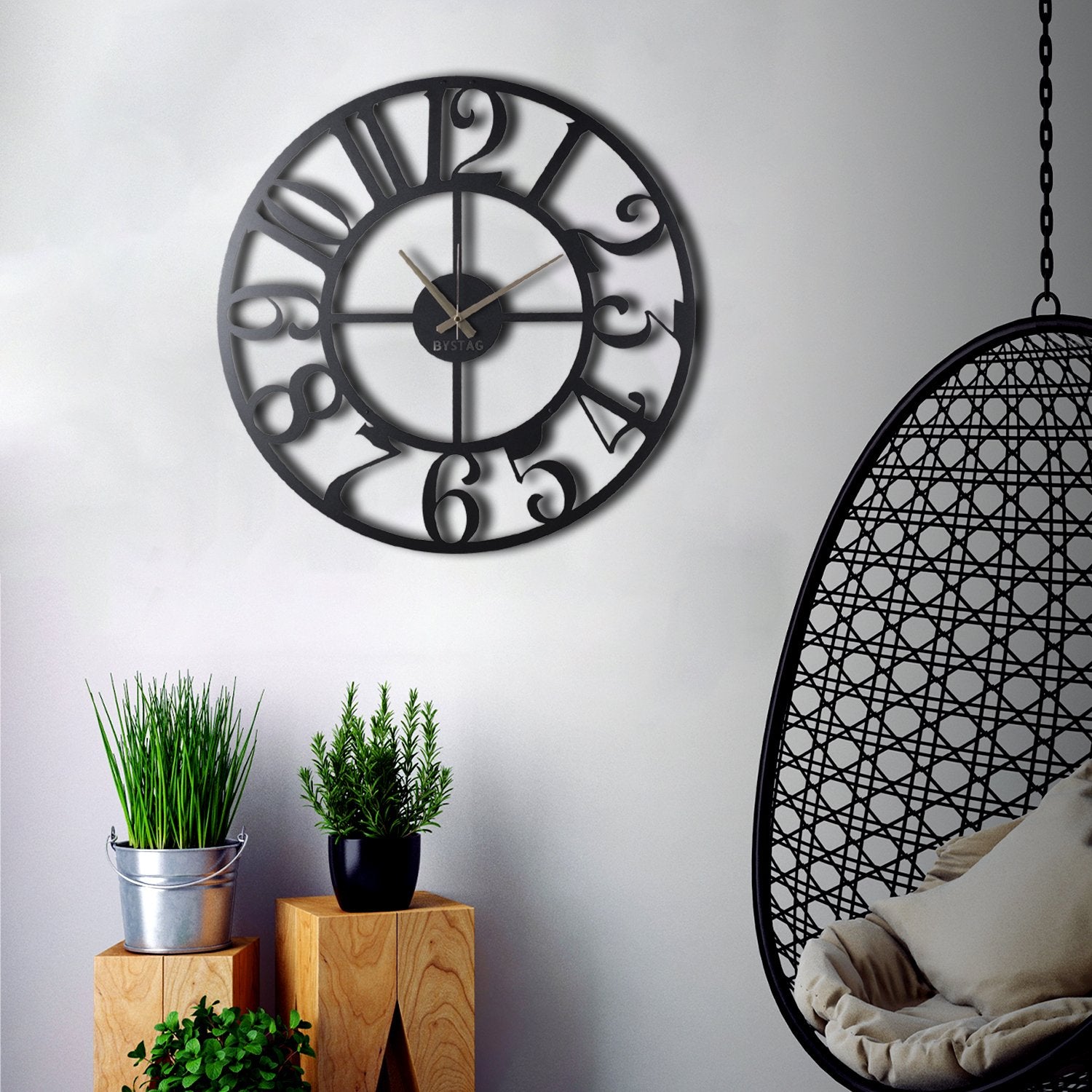 Bystag Metal decorative Wall clock Circle-Bystag Büyük saat - Bystag Metal dekoratif Duvar Saati Rakamlı- Bystag Big Clock