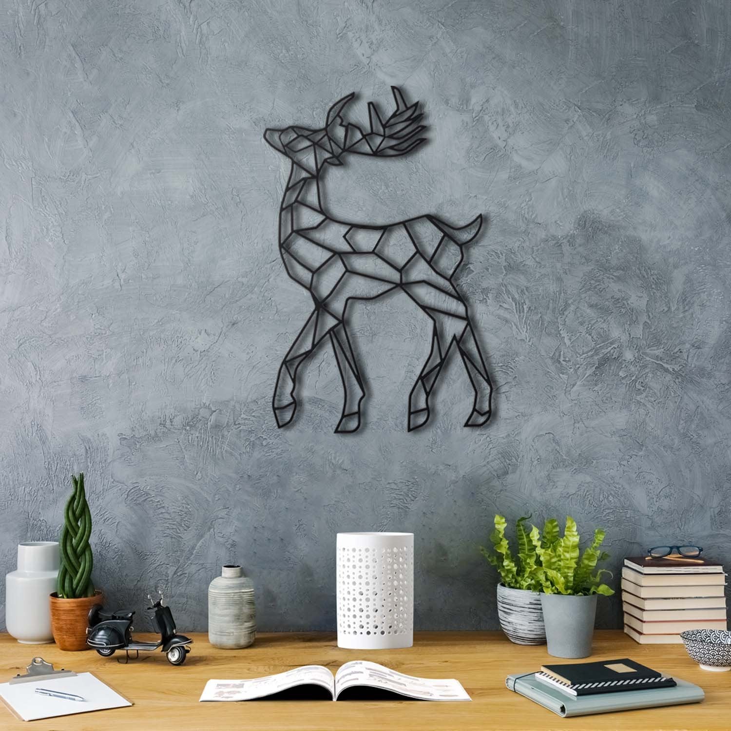 Bystag metal dekoratif duvar aksesuarı geyik-ceylan- Bystag metal wall art-wall art-wall decor-metal wall decor-deer