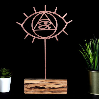 Bystag metal ahşap dekoratif masa süs dekoru-raf dekoru-hediyelik aksesuar-biblo-raf için süs-göz- Bystag metal wood decorative desk ornament-ornamental decor- wood metal decor-eye