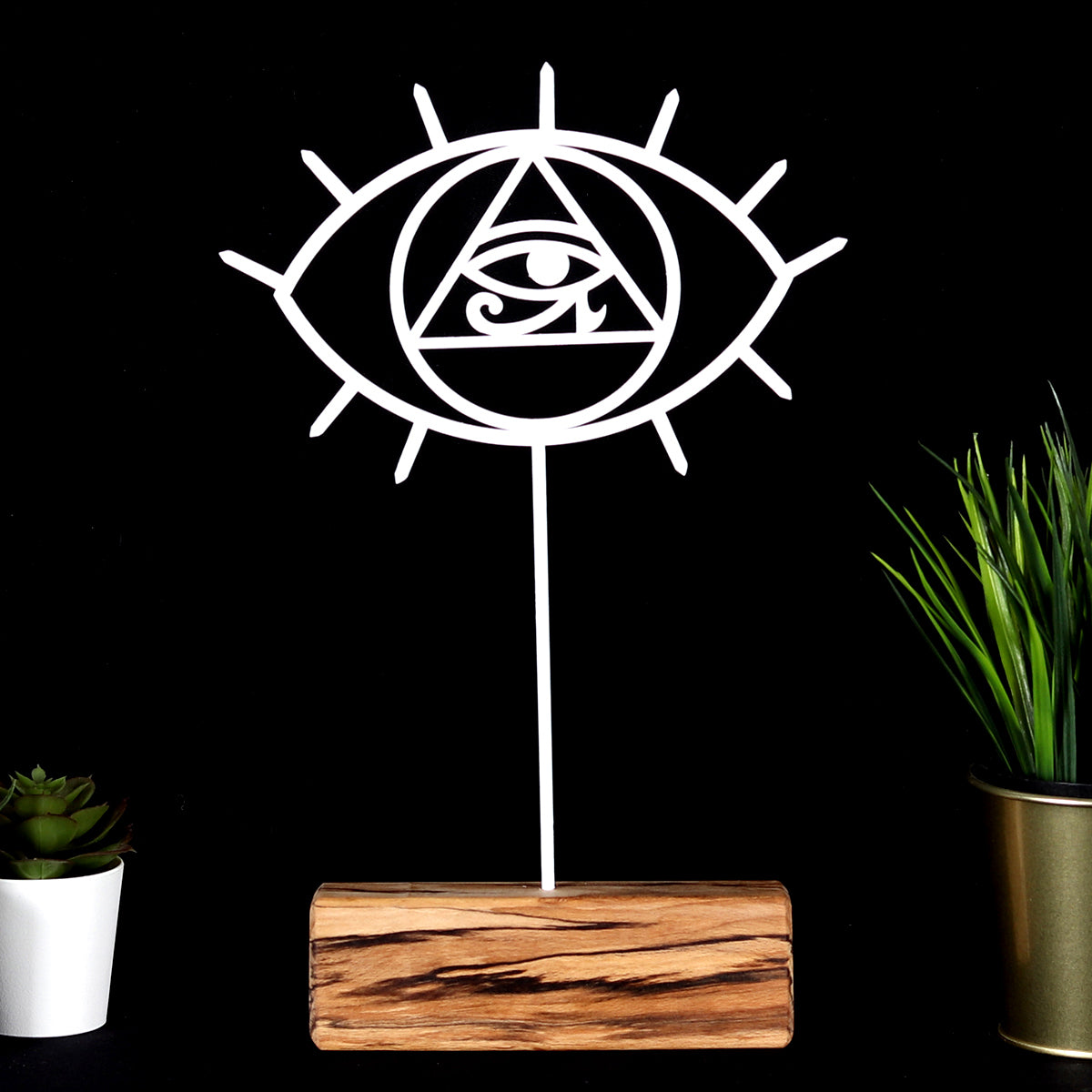 Bystag metal ahşap dekoratif masa süs dekoru-raf dekoru-hediyelik aksesuar-biblo-raf için süs-göz- Bystag metal wood decorative desk ornament-ornamental decor- wood metal decor-eye