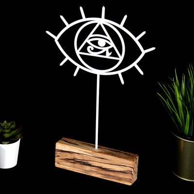 Bystag metal ahşap dekoratif masa süs dekoru-raf dekoru-hediyelik aksesuar-biblo-raf için süs-göz- Bystag metal wood decorative desk ornament-ornamental decor- wood metal decor-eye