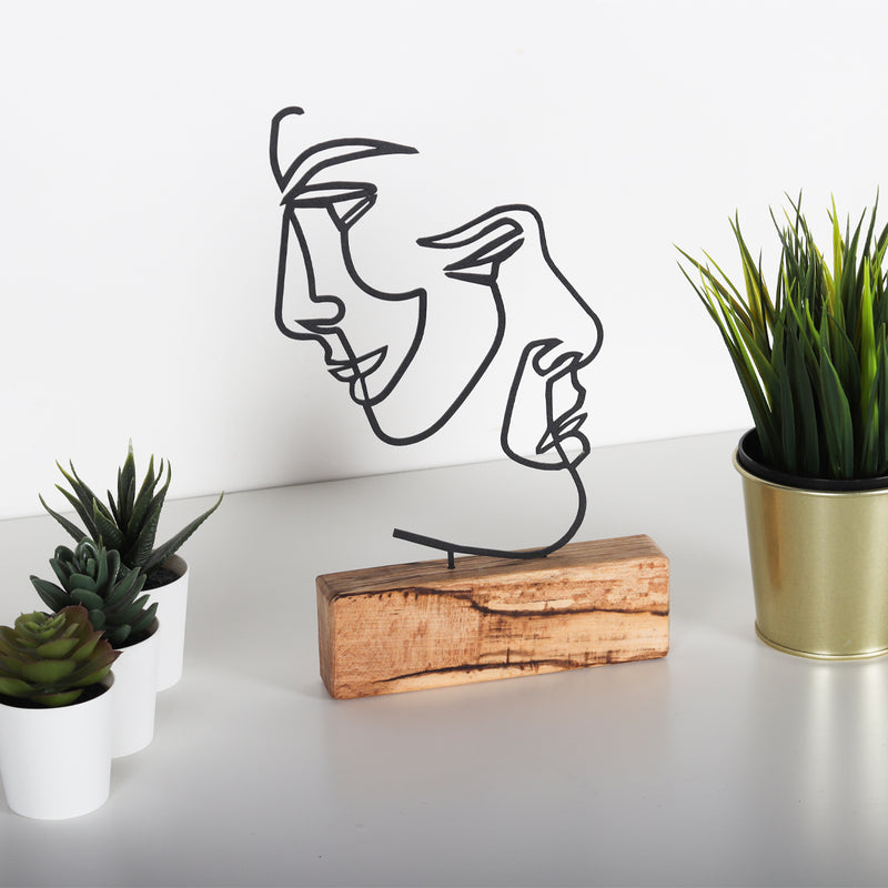 Bystag metal ahşap dekoratif masa süs dekoru-raf dekoru-hediyelik aksesuar-biblo-raf için süs- Bystag metal wood decorative desk ornament-ornamental decor- wood metal decor