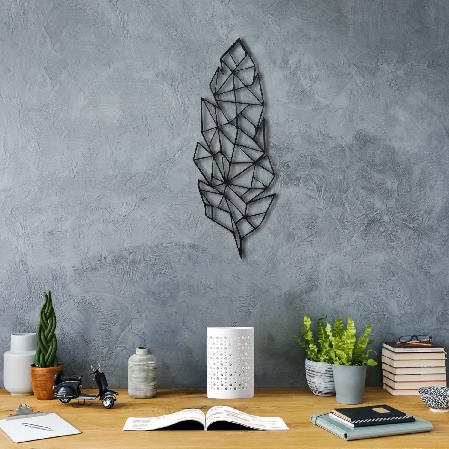 Bystag metal dekoratif duvar aksesuarı tüy- Bystag metal wall art-wall art-wall decor-metal wall decor-feather